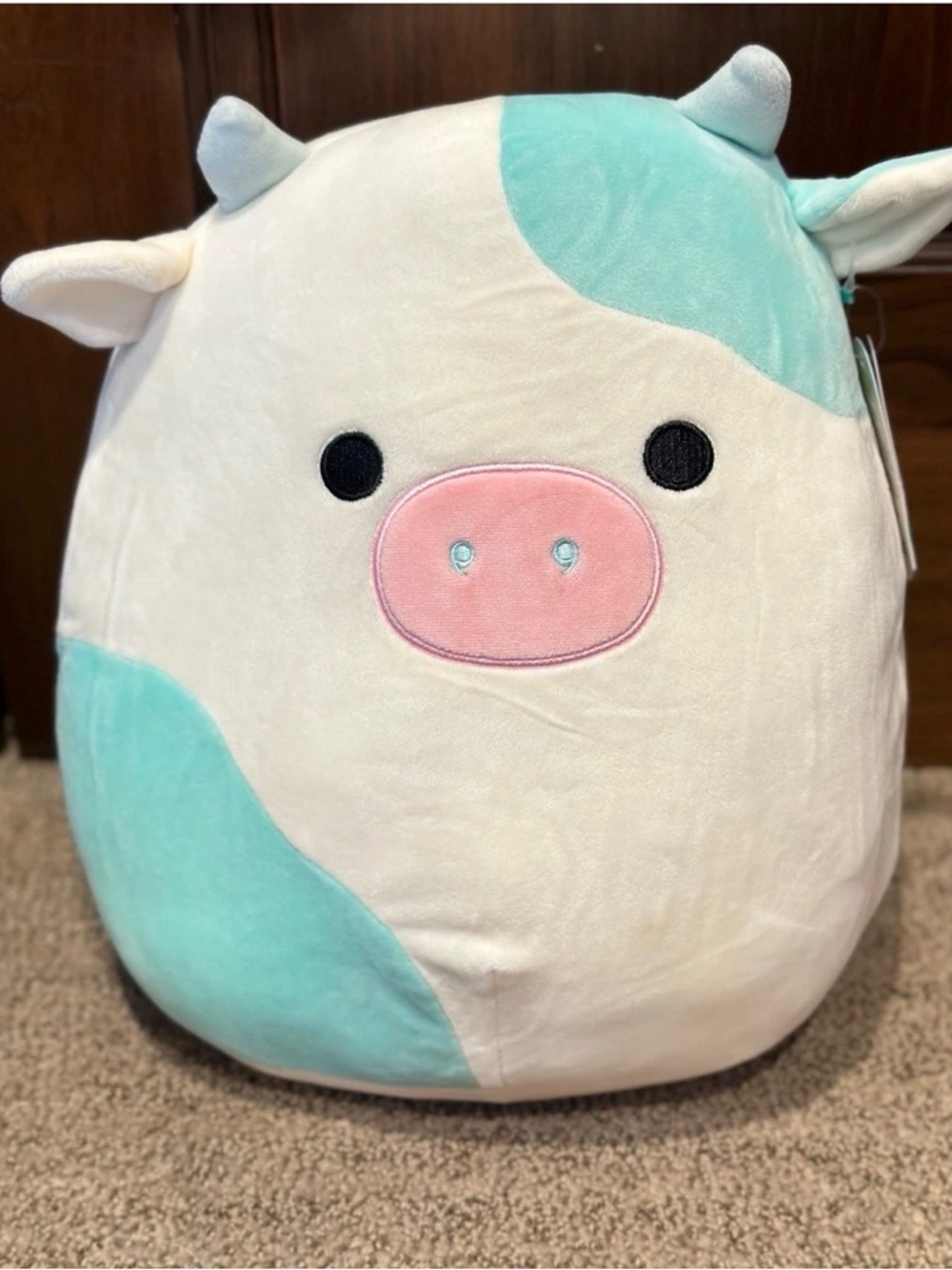 Plush Cow Squishmallow- White and Mint 2020 Belana 12”